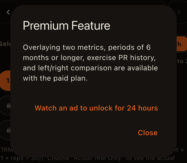 What you see when tapping a paid option