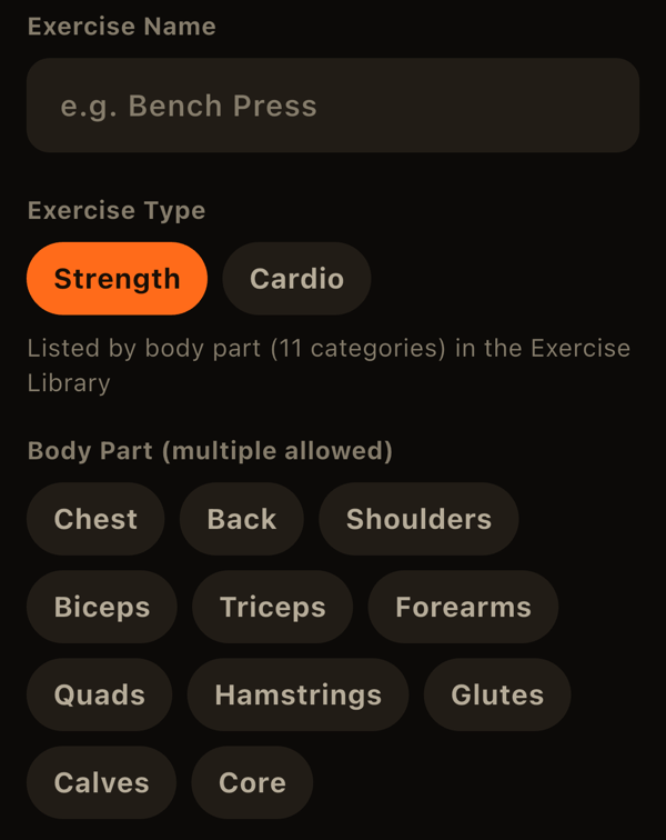 Registering an exercise
